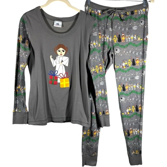 Hanna Andersson Star Wars Christmas Pajama Set‎ Women's Small Pants Medium Top - Picture 1 of 8